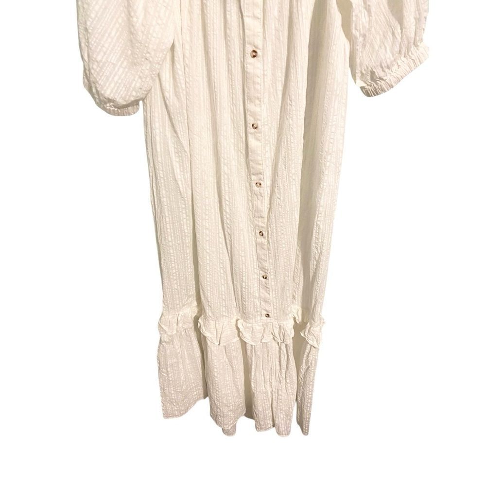 Anthropologie Ruffle Off-The-Shoulder Gauze Dress in White Size Medium - Picture 12 of 14
